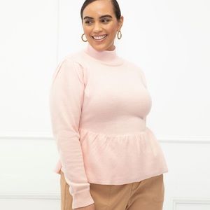 ELOQUII Elements Peplum Sweater With Full Sleeve